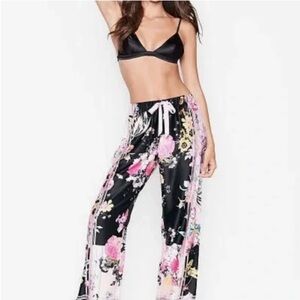 Victoria’s Secret Patchwork Mixed Media Satin Pajama Pants Size Small